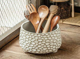 Pinecone Shaped Ceramic Storage Jar with Three Legs - Unique Kitchen Organizer for Utensils Spices V1366-AZ2-W-12990