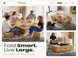 Fittro 3-in-1 Lift Top Coffee Table with 4 Chairs, Dining Table Work Desk Built-in Storage, MF-CT-W4C-NAT-AB