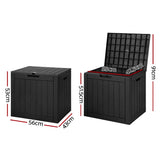 Gardeon Outdoor Storage Box 118L Container Lockable Indoor Garden Toy Tool Shed Black OSB-C-118L-BK