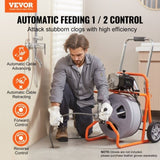 VEVOR Cleaner Machine 100FT x 1/2 Inch, Auto Feed Sewer Snake Auger on Wheels, Portable V952-ZDJJKLSGDSTJXZPK9V3