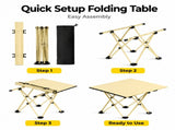 Beige Portable Folding Table - 57*41cm Carbon Steel Compact Carry Design, Quick Setup and Space V888-ELOSUNG54920