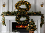 Christabelle 61cm Christmas Wreath Glittery with LED Lights Golden Baubles Front Door Decoratio 112_SENG61