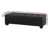 Artiss Storage Ottoman Blanket Box 97cm Linen Black OTM-L2-LINEN-BLACK