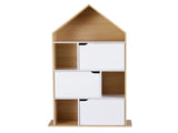 Artiss House Bookshelf 4 Tier Kids Storage Cabinet Shelf Unit White Pine FUR-AE-DS-HOU-WD