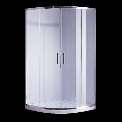 90 x 90cm Rounded Sliding 6mm Curved Shower Screen with Base in Chrome V63-830051