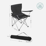 SONGMICS Set of 2 Folding Camping Outdoor Chairs with Armrests and Cup Holders Black V227-8498101001992