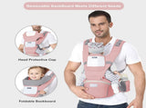 6-in-1 Adjustable Baby Carrier with Hip Seat 11.815.7in Adjustable Height, Breathable Mesh & V1107-CS-YEBDYDF