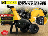 Ducar 70P 3600 RPM Wood Chipper with E-Start Shredder Mulcher Grinder Yellow Black WCP-70P-YLBK