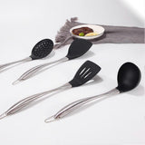 Reusable Kitchen Utensil Set - Non-Stick, Black, Stainless Steel & Silicone V1263-JX-6067