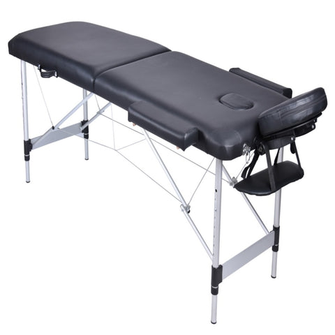 YES4HOMES 2 Fold Portable Aluminium Massage Table Massage Bed Beauty Therapy Black V278-ALUM-2FOLD-MTA02-BK