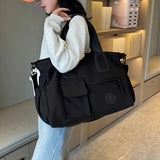 black Large-capacity travel tote bag, lightweight carry-on luggage with shoulder strap, gym bag, V1232-LXSTB001