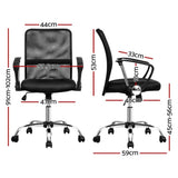 Artiss 2x Mesh Office Chair Mid Back Black OCHAIR-G-8009L-BKX2