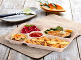 50 Pack 5 Compartment Disposable Paper Plates, 11" x 8" Compostable Bagasse School Lunch Tray, V1259-DP01-A-896