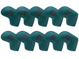 Dark Green Golf Iron Head Covers Set of 10 - Waterproof PU Leather Club Protectors with Embroidered V888-ELOSUNG23725
