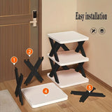 9-Tier Foldable White/Orange Shoe Rack, space-saving vertical design for entry halls, living rooms, V1106-KZDXJ004