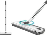 3-in-1 Floor Scrub Brush with Adjustable 137 cm Handle, Stiff Bristles and Built-In Scraper for V1189-LC-AMZ-00169