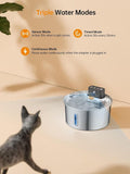 Wireless Pet Water Fountain for Cats and Small Dogs, 304 Stainless Steel, 3.2L Capacity, V1341-ZY-5NM2GH6C-D1