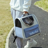 Hello Cat Nylon Pet Backpack, Large Capacity Foldable Travel Carrier with Zipper Closure, Easy V1106-MBB003