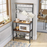 Industrial Kitchen Baker's Rack with Storage Shelves 10 Hooks and Metal Mesh Shelf 84 x 40 x 170 cm V178-11123