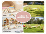 Keezi Kids Triangle Climbing Toys Set With Slide Indoor Outdoor Toddler Toys Pikler Climber With KCS-SLIDE-3IN1-WOOD