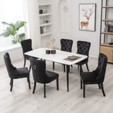 6x Velvet Dining Chairs Upholstered Tufted Kithcen Chair with Solid Wood Legs Stud Trim and V226-SW1901BK-3