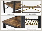Artiss 6-Tier Kitchen Rack with 6 Hooks Microwave Storage Shelf 80cm x 167cm KR-MEL-6S-80-BKBR