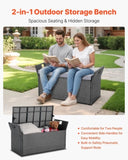 Outdoor Storage Bench, 2-Person PE Rattan Storage Bench, 151L Deck Box with Cushion & Side Handle, V952-TTHWCWZDTT402V9MA001V0