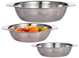 3PCS Stainless Steel , 6.7" 7.5" 9.1" Nesting Strainers, Fast Draining Perforated Bowls with Wide V1369-AZ3-W-08738