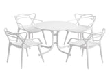 Gardeon 5PCS Outdoor Dining Set Table and Chairs Garden Patio Furniture Entwine White ODF-DIN-5STFD-601-WH