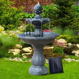 Gardeon Solar Water Feature 3-Tier Fountain with Pump Kit Bird Bath 93CM Black FOUNT-3LVL-BK