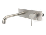 WELS Round Wall Mounted Basin Vanity Mixer Bath Tub Faucet Spout Brushed Nickel V1233-KRD301N