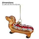 Christabelle Box of 6 Glass Sausage Dog Dachshund Hotdog Bauble 112_YAN310S6