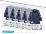 5 Pack Hanging Vacuum Bag with Pump, Hanging Vacuum Seal Bag for Clothing Suit Closet V1366-AZ2-W-15136