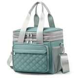 BLUE Large Capacity Travel Bag / Lunch Bag. Expandable 5cm, Multi-Compartment Storage, Hand/Shoulder V1232-WCB005