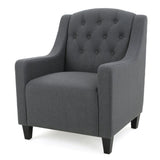 Canberra Linen Fabric Tufted Armchair in Dark Grey V1041-JSF-5007DARKGREY