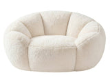 Levede Bean Bag Chair Faux Rabbit Fur Floral Shaped Reading Sofa Chair White BEAN1014-AU