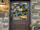 Ukraine Flag Sunflower Front Door Wreath Spring Decor Blue and Yellow Ukrainian Wreath for Home V1294-YM0523-10339844