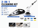 Black Cordless Vacuum Cleaner & White Electric Spin Scrubber Combo Portable Handheld Wet & Dry V888-ELOSUNG53379