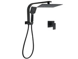 WELS Matt Black 8" Shower Head 3 Modes Handheld Gooseneck Arm Square 2in1 Set Mixer V1233-A702BHS002M4CBKSS108BKSQ201B