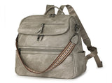 Grey Stylish Anti-Theft Backpack for Women - Vintage PU Leather Convertible Rucksack & Shoulder Bag V888-ELOSUNG33381