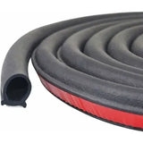 Universal Self-Adhesive D-Shape Rubber Car Door Seal Strip, 18 m Door Weatherstrip Protector, Black V1189-LC-QP-00487