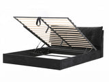 Artiss Queen Bed Frame with Horizontal Gas Lift Storage with LED Light USB Type-C Charging Station BFRAME-H-HYDE-Q-BK-ABCD