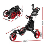 Everfit Golf Buggy Foldable Trolley Golf Cart Swivel Wheel Umbrella Bottle Stand GOLF-A-BUGGY-3-SW-RD