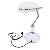 Bankers Table White Glass Vintage Style Desk with Retro Pull Chain Switch Reading Table V1294-YM0901-3119240001511