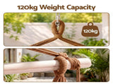 Gardeon Hammock Chair Camping Hanging Chair with Spreader Bar Tassels Brown HM-CHAIR-MESH-BR