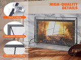 Fireplace Screen Single Panel, Sturdy Iron Mesh Fireplace Screen, 906MM Spark Guard V952-BLMHSJY3545I7H0S1V0