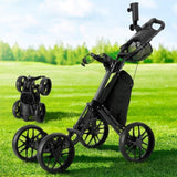 Everfit Golf Buggy Foldable Trolley Golf Cart Wheels Umbrella Bottle Holder GOLF-A-BUGGY-4-BK