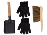 Fireplace Ash Shovel Brush Set Coal Hearth Clean Tools for Home with Black Silicone Gloves V1294-YM0706-3117230149711