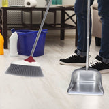Dust Pan and Broom Set Silver Plastic 1Set 27x9In V1366-AZ2-W-21094