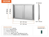 BBQ Access Door, 787x609 mm Double Outdoor Kitchen Door, Stainless Steel Flush Mount Door, Wall V952-SMABSCJMYS31WSG92V0